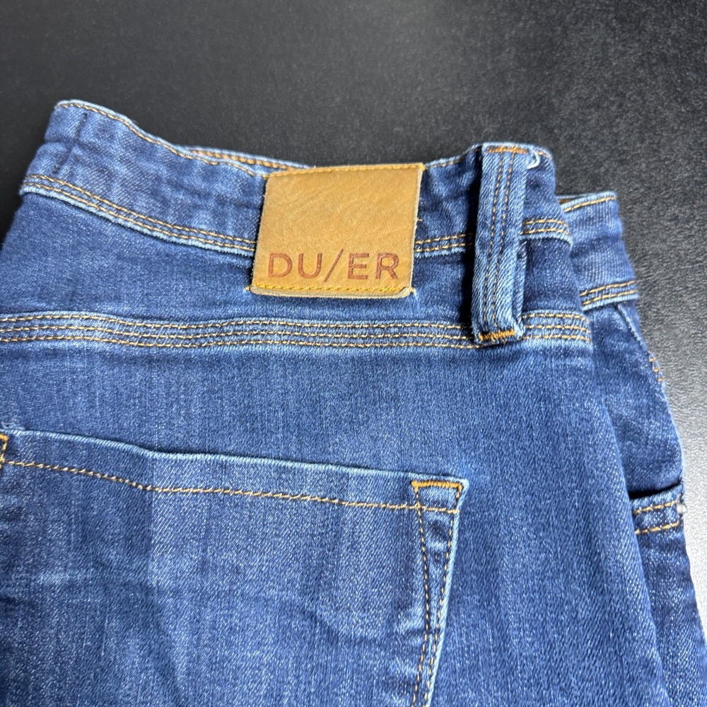 DUER Performance Denim Jeans Mens 34x30 Blue Solid Stretch Slim Straight 1694 - Picture 2 of 6